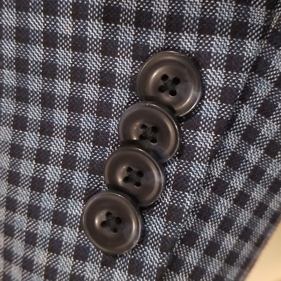 Michael Kors Men's 2 Button Blazer Sport Coat Jacket Navy Steel Blue Tattersall. - Picture 9 of 11